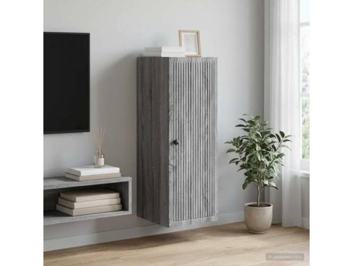 HPUYRFG Wandschrank Grau Sonoma 33x34,5x90 cm Holzwerkstoff Wohnzimmer Vintage-Stil, robust, pflegeleicht, vertikaler Stauraum, elegantes Design