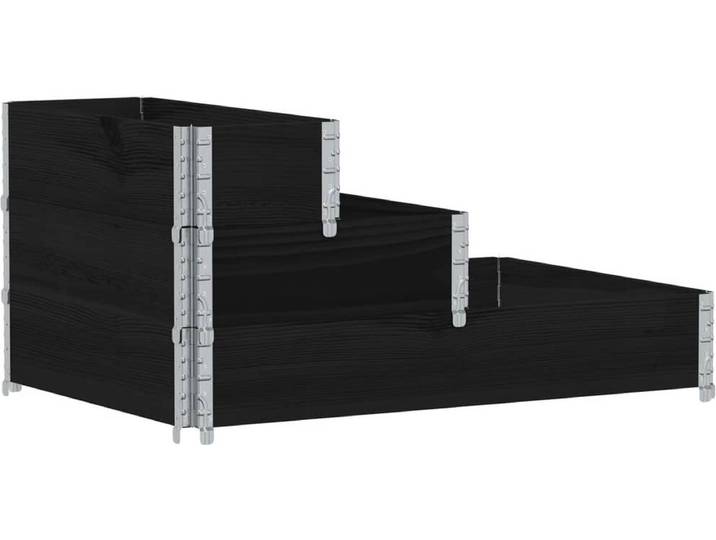 vidaXL - Verhoogde - plantenbak - 3-laags - 120x80 - cm - massief - grenenhout - zwart
