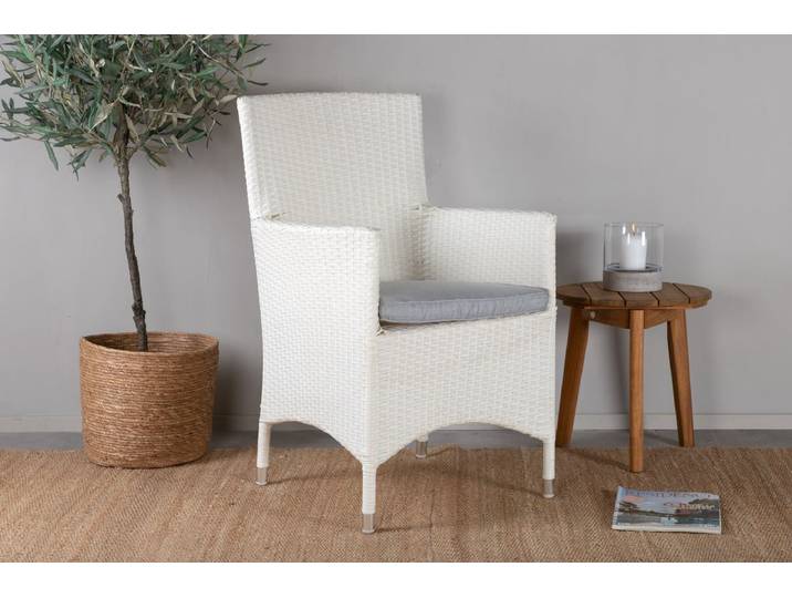2er Set - Gartenstuhl Oasis aus Rattan - Weiß - Luxusbetten24