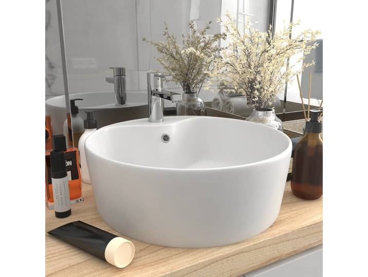 Vidaxl -Waschbecken mit Landung 36x13 cm Keramikmatte Weiß