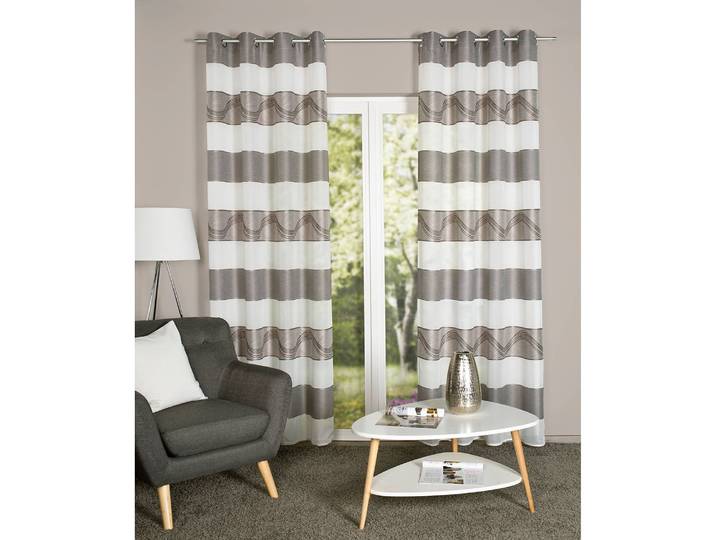 Rideau à œillets Susa 140 x 245cm Gris/Blanc/Gris