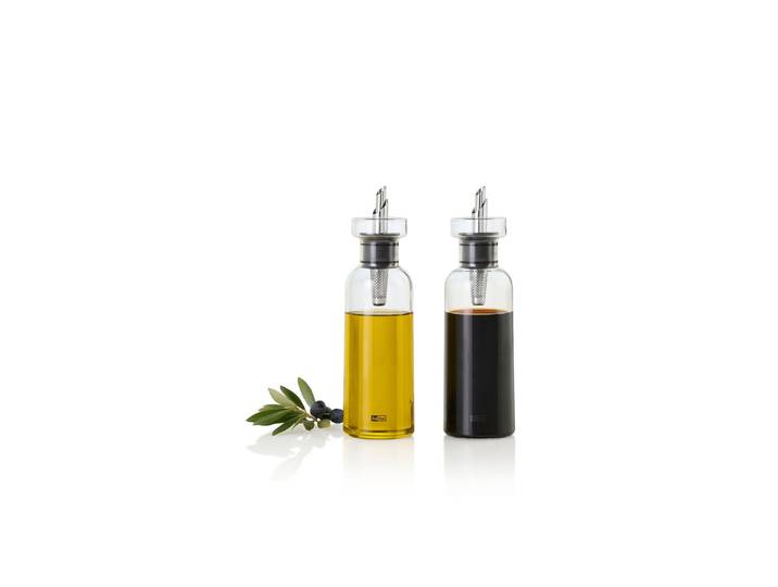 Ölspender ADHOC Aromapour 2 x 300 ml , silber (silberfarben, transparent), H:21cm Ø:8cm, Menage-Sets, Ölspender