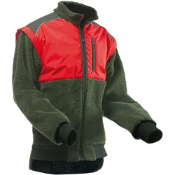 Faserpelzjacke "HIGHLAND" - XL - waldgrün/rot