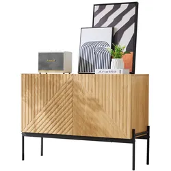 Sideboard 100x40x75 cm 2 Türen Metallbeine moderne Kommode Wohnzimmer Flur Esszimmer Naturholz Design Aufbewahrung