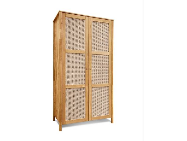 Natur24 Kleiderschrank Schrank Fani 2-Türig 107x61x202 Eiche Massiv Wiener Geflecht
