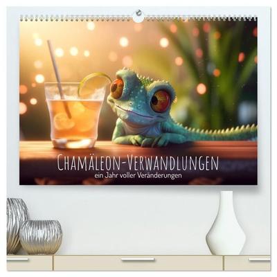 Chamäleon-Verwandlungen. Ein Jahr voller Veränderungen (hochwertiger Premium Wandkalender 2027 DIN A2 quer), Kunstdruck in Hochglanz