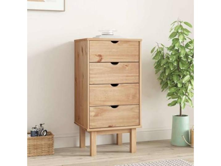 smnyxs Kommode OTTA 45 x 39 x 90 cm, massives Kiefernholz 4 geräumige Schubladen, stabiler Holzrahmen, Wandbefestigung inklusive, Montageanleitung, skandinavischer Stil