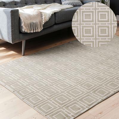 Designteppich ELLE DECORATION "Howlite", beige (creme), B:120cm H:9mm L:170cm, Polypropylen, Teppiche, Wohnzimmer, Schlafzimmer, Läufer, Hoch-Tief Effekt, Flur, Glanz