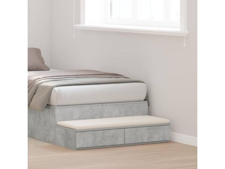 HEFZGDB Bettschubladen Nachttisch Betongrau 100 x 36,5 x 16,5 cm Holzwerkstoff mit Soft-Close Schubladen und Wandmontage Design für Schlafzimmer Stauraum