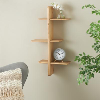 ARCILLA ELEMENTAL Black or Light Brown Wood Handmade 6 Shelf Room Wall Shelf