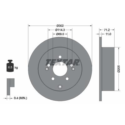 TEXTAR Bremsscheibe PRO 92166103 302mm 11mm für HYUNDAI