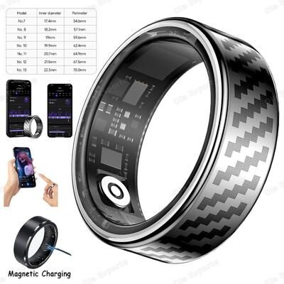 Uplift Treasures Smart Fitness Ring With Charging Case silver 8