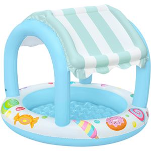 Bestway Planschbecken Sweet Shope 52638, mit Sonnenschutzdach, ab 2 Jahren, mit Luftring, bis 34 Liter, Ø 104 x 84 cm