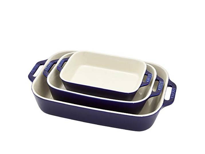 STAUB Rechteckiges Auflaufformen-Set, Keramik, 3-teilig, Dunkelblau