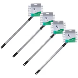 Novaliv 4X Fliesenreiniger Bad Wand mit Teleskopstiel inkl. Mikrofaser Bezug Fliesenwischer Badwischer Fliesenputzer Bad
