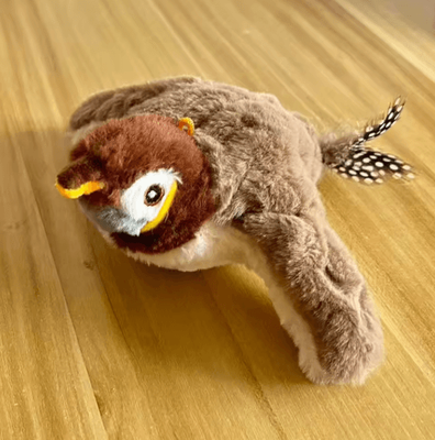 Inspire Picks Rechargeable Flapping Bird Cat Toy With Chirping Sound & Touch Activation brown