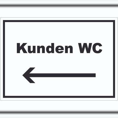 HB-Druck Kunden WC Aufkleber mit Text und Richtungspfeil links Toilette waagerecht A2 (420x594mm)