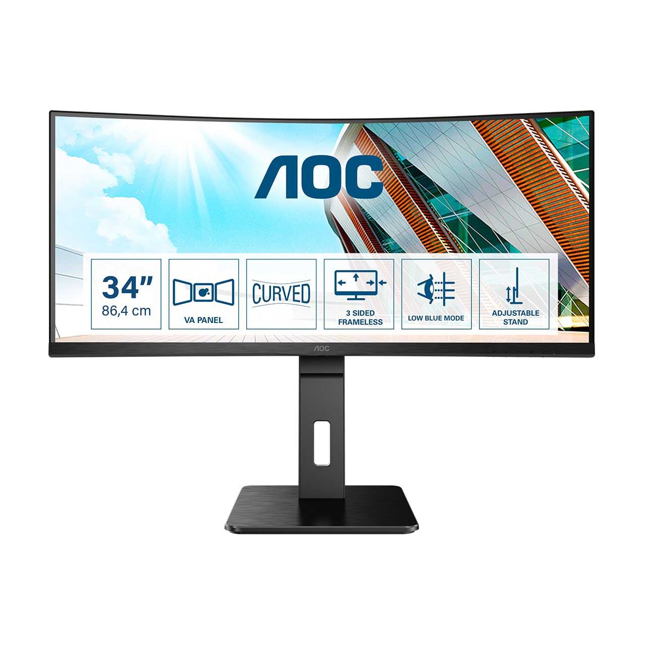 34" (86,36cm) AOC CU34P2A schwarz 3440x1440 1x DisplayPort 1.2 / 2xHDMI 2.0