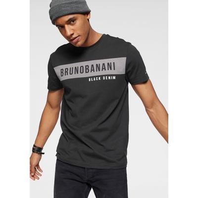 T-Shirt BRUNO BANANI, Herren, Gr. S (44/46), schwarz, Single Jersey, Obermaterial: 100% Baumwolle, bedruckt, schmal, Rundhals, Shirts T-Shirt, kurzärmelig, schmal geschnitten, Rundhalsausschnitt