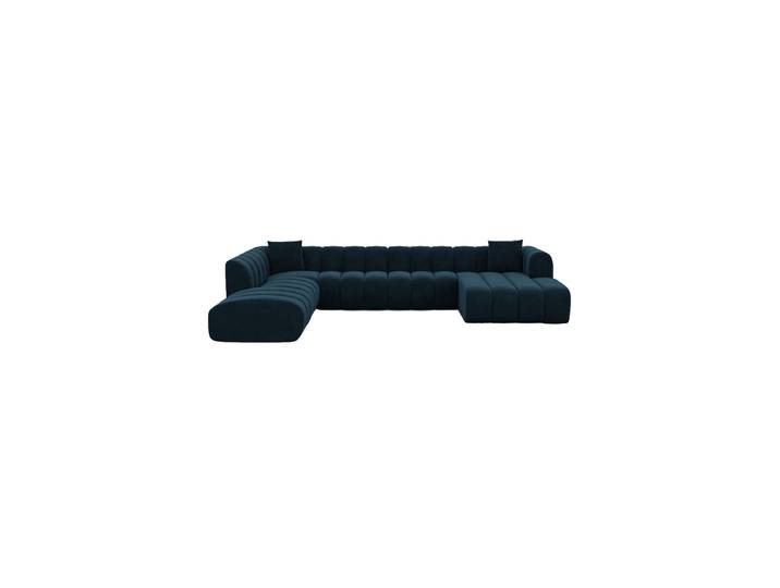7-Sitzer Design Panorama-Sofa „Oliva Lounge“ mit Samtbezug Samtbezug Petrol dunkel BLOOMINGLOFT Collection