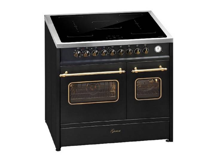 GURARI Induktions-Standherd E 913 DF RU BL/5 Jahres Garantie, Retro Elektro Standherd 90 cm, Range Coocker mit FLEX Induktion