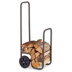 Relaxdays Brauner Kaminholzwagen mit Gummireifen Braun