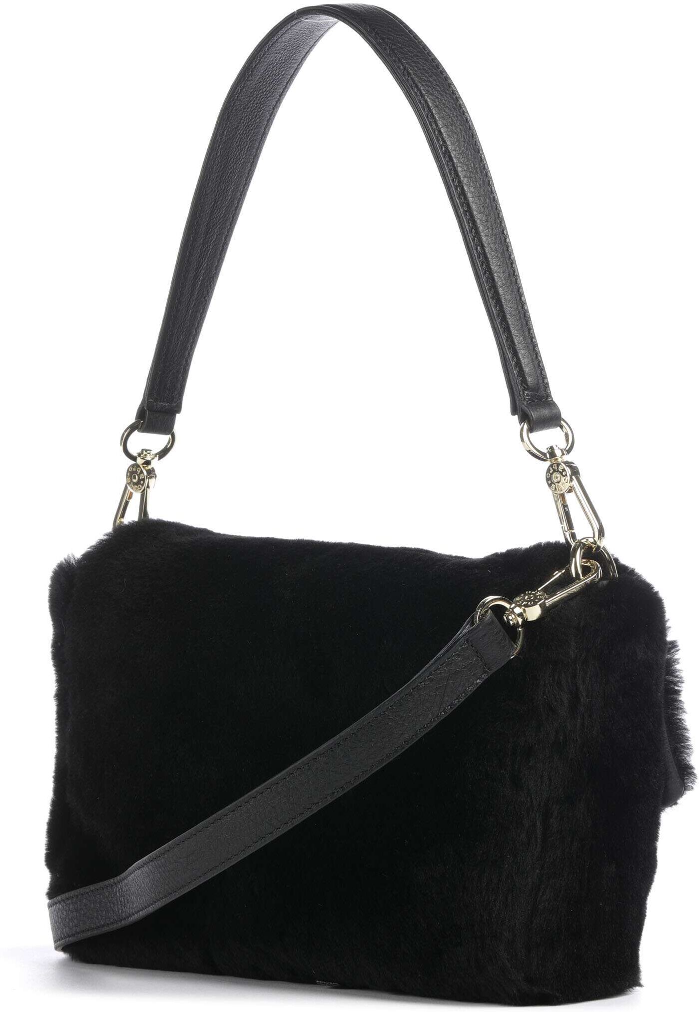 Abro Shearling Temi Schultertasche, schwarz