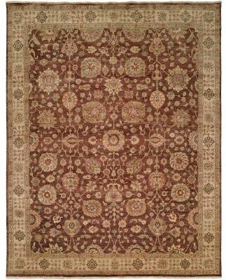 KALATY Bashir Brown/Ivory Hand-knotted Wool Area Rug