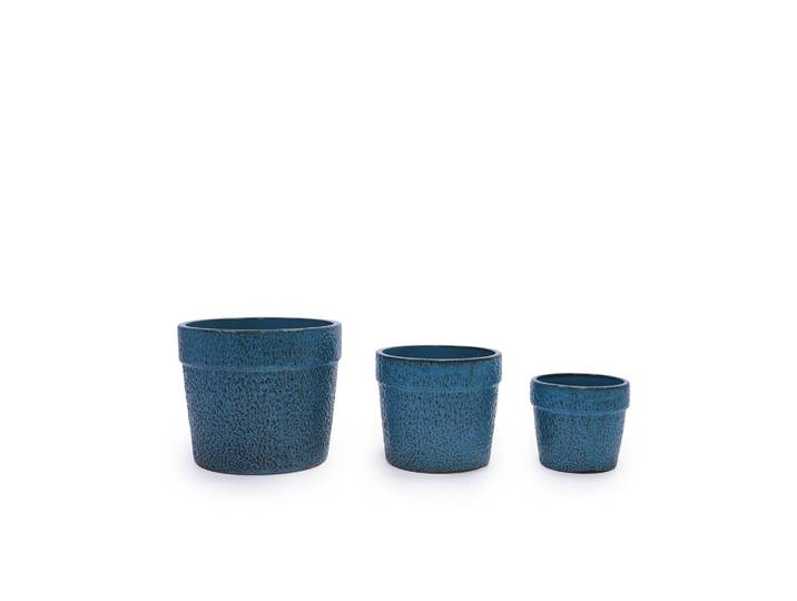 Oxeza Blumentopf Ø 38,1/30,5/22,9 cm Antikblau (3 Stück), Dunkelblau, Keramik, Mode, Zylindrisch, 33 cm, Dekoration, Blumen & Blumentöpfe, Übertöpfe
