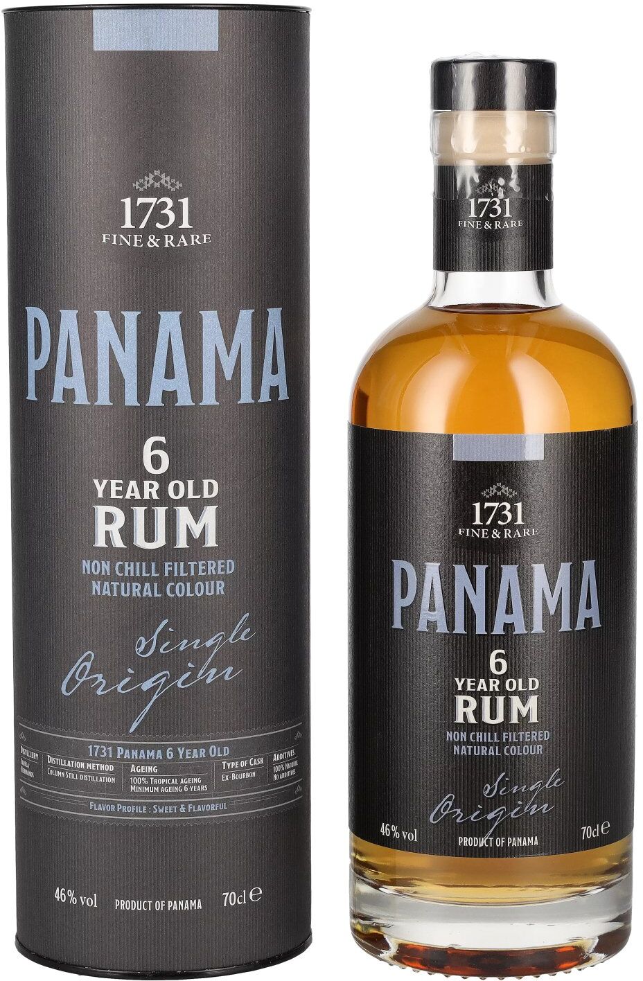 1731 Fine & Rare PANAMA 6 Years Old Single Origin Rum 46% Vol. 0,7l in Geschenkbox