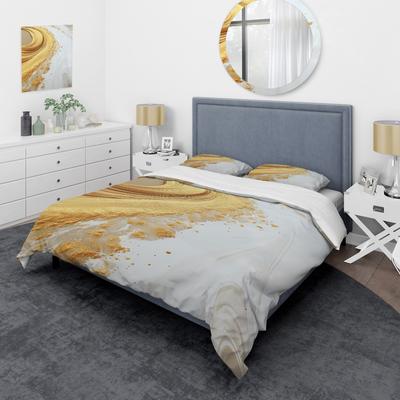 DESIGN ART "Designart ""Modern gold and white marble Spiral"" Abstract Modern Spiral Bedding Cover Set Traditional Bed Set with Shams"