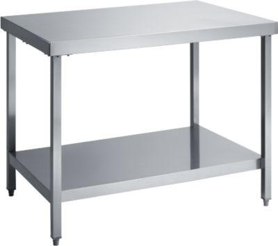 Edelstahl-Arbeitstisch, mit Boden, 1400 x 600 x 850 mm