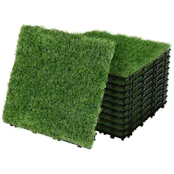 ML-Design Kunstrasen Fliesen 30x30 cm/22 Stücke=2m2, Bodenbelag mit Klicksystem und Drainage, UV-Beständig, Kunststoffrasen Künstlicher Rasen