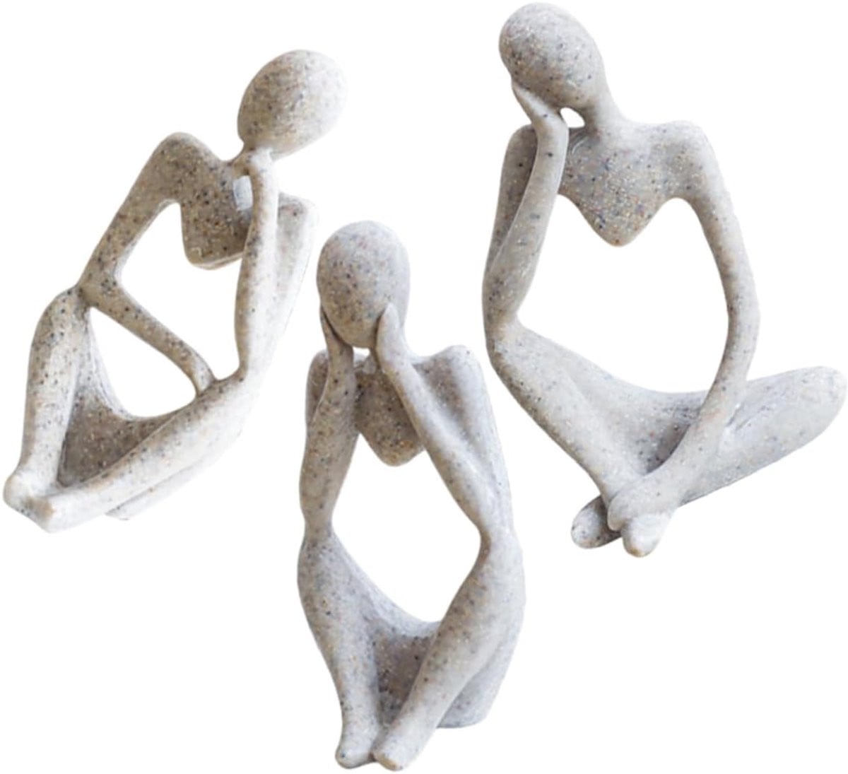 Denkerbeeldje Set - Abstracte Figuren voor Huis en Kantoor - Minimalistische Stijl - Hoogte: 12,5 cm - Multicolor