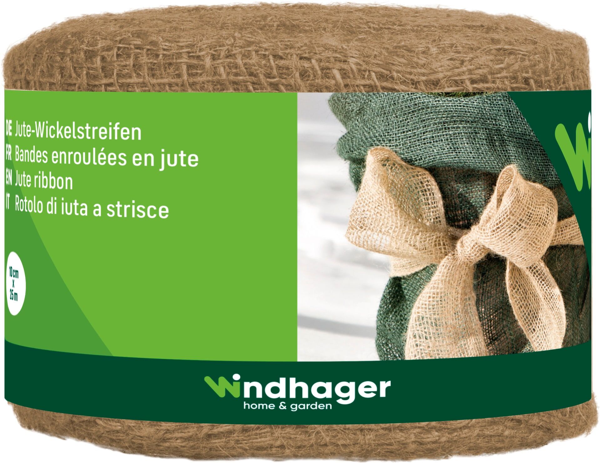 Pflanzschnur WINDHAGER "Jute-Wickelstreifen für Haus und Garten", natur, B:10cm L:2.500cm, Seile, Jute-Gewebe Indoor und Outdoor, Deko-Band natur, 10 cm x 25 m