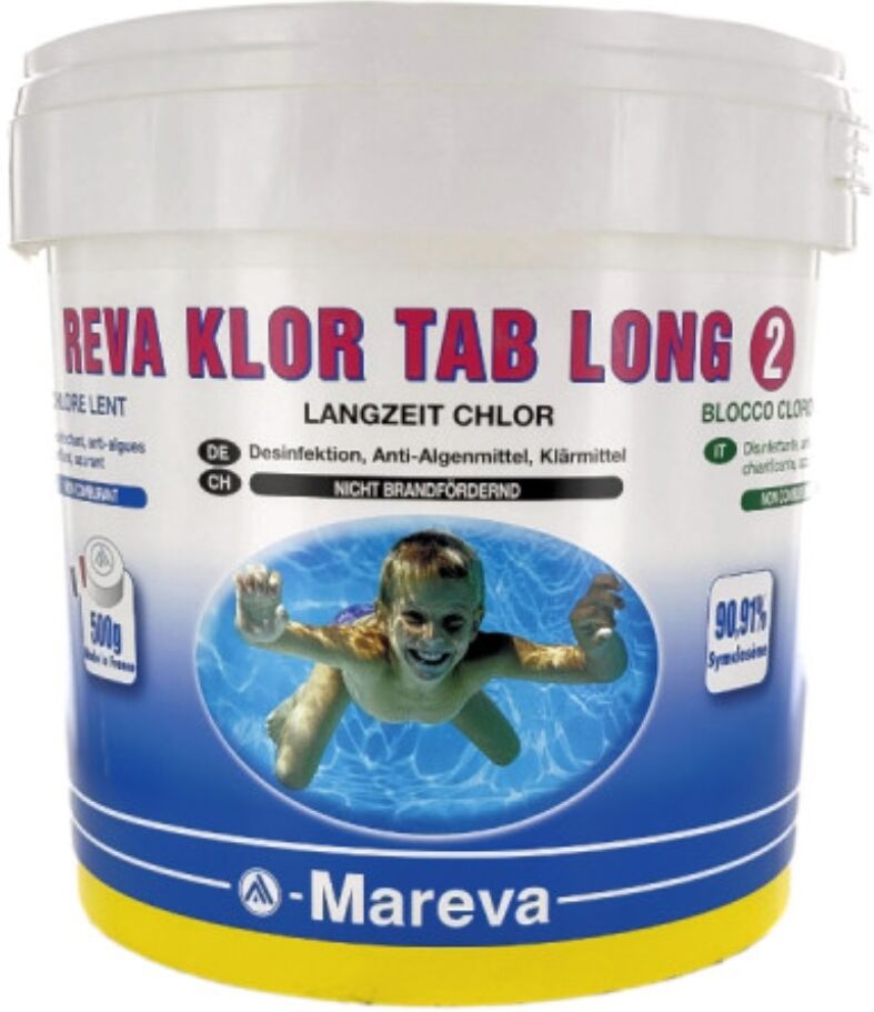Traitement Mareva REVA KLOR TAB LONG galet désinfectant 500g seau 10kg