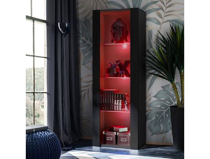 Vitrine Armoire Komodee TIVOLI - LED RVB - Noir - 55 x 159 x 35 cm