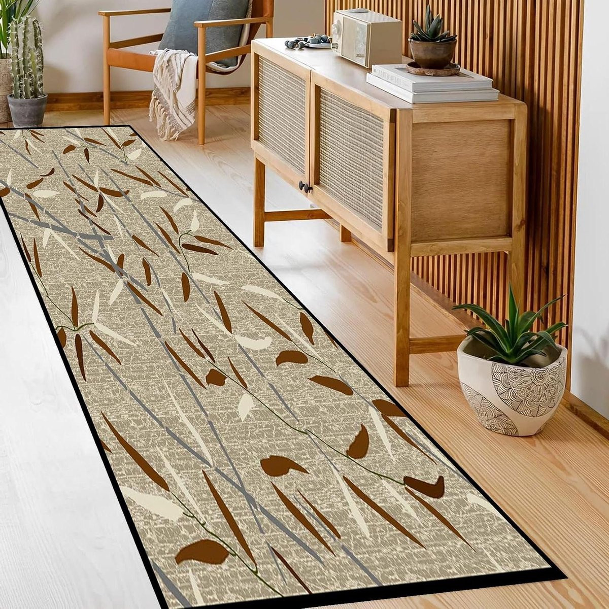 Abstract gangkleed van polypropyleen met antislip achterkant, 45 x 190 cm