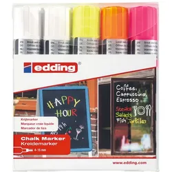 edding Window Marker 4090, 5er Etui, 2x weiß,neongelb,neonorange,neonpink