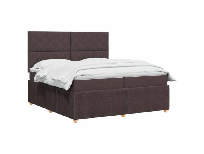 vidaXL LED Boxspringbett mit Matratze Dunkelbraun 200 x 200 cm Stoff LED-Beleuchtung für modernen Charme, Verstellhöhe des Kopfteil, Taschenfederkernmatratze für Anpassung