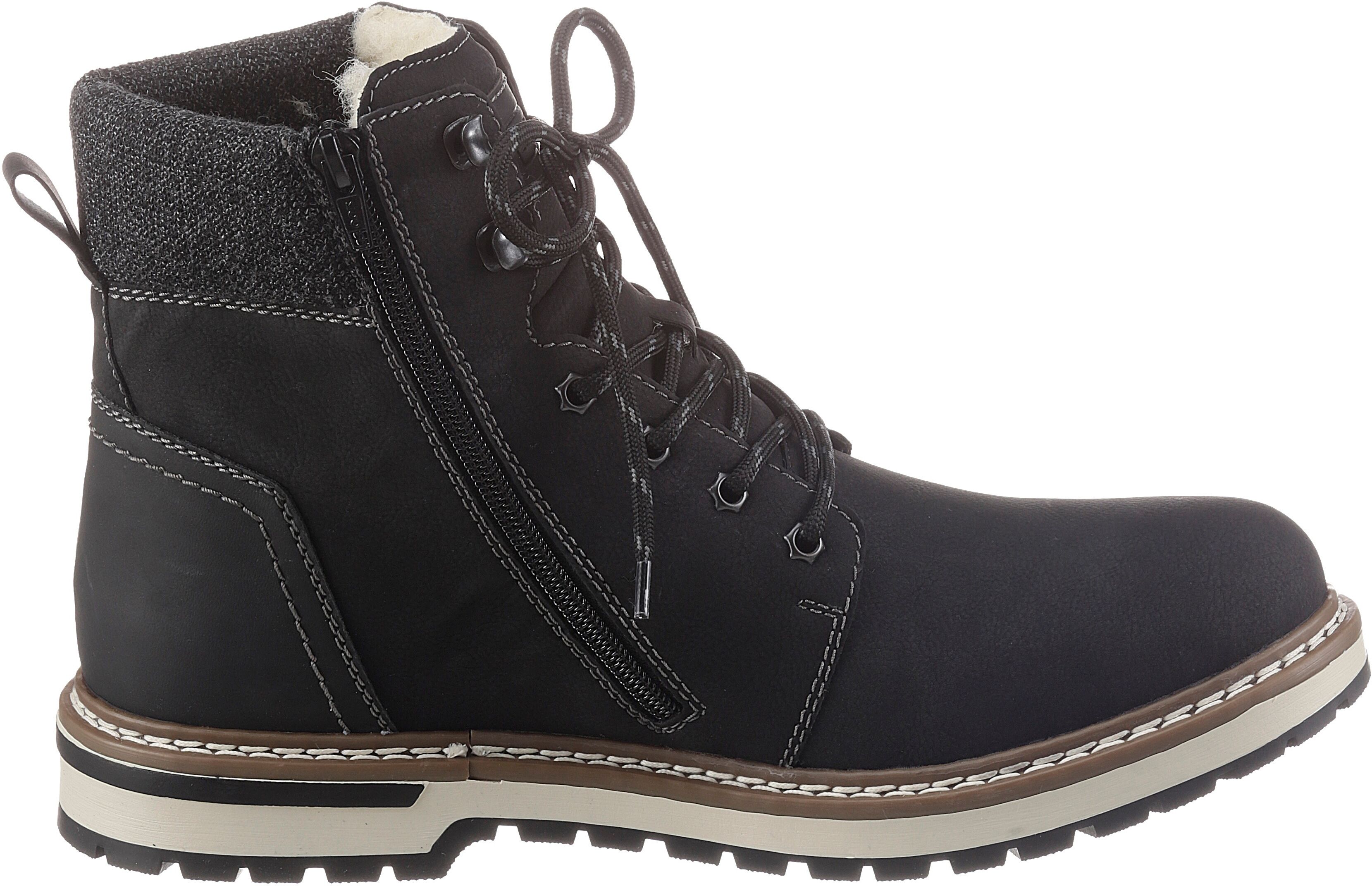 Schnürstiefel RIEKER, Herren, Gr. 43, schwarz (schwarz, grau), Lederimitat, Schuhe Schnürstiefel, mit Rieker-TEX Ausstattung schwarz, grau 43