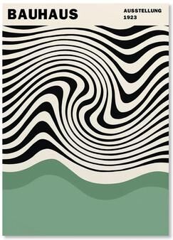 Uplifted Finds Abstract Orange Bauhaus Geometric Poster   Pop Art Sunrise & Bicycle Wall Art wo 042 14 30 X 45 Cm No Frame