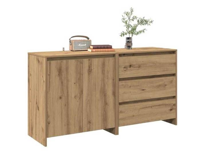 Buffet 2 pcs-Meuble de rangement chêne artisanal bois d'ingénierie