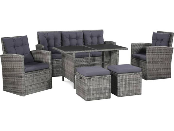 vidaXL Ensemble de canapé de jardin 18 pièces Poly rotin gris