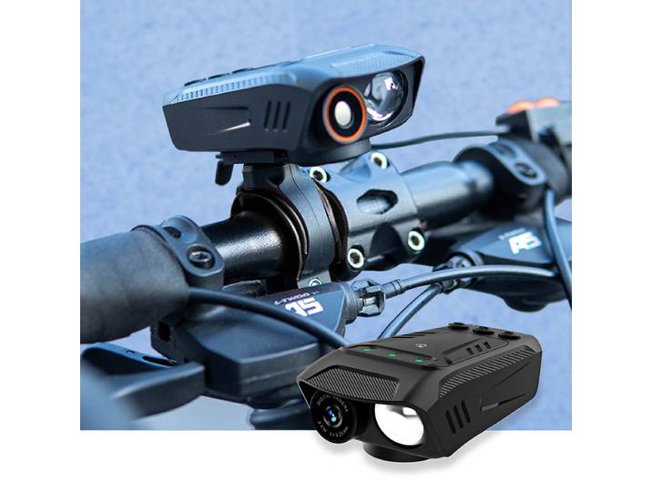 3-in-1 Full-HD-Fahrradkamera mit LED-Scheinwerfer und Hupe, 2 MP, USB-C