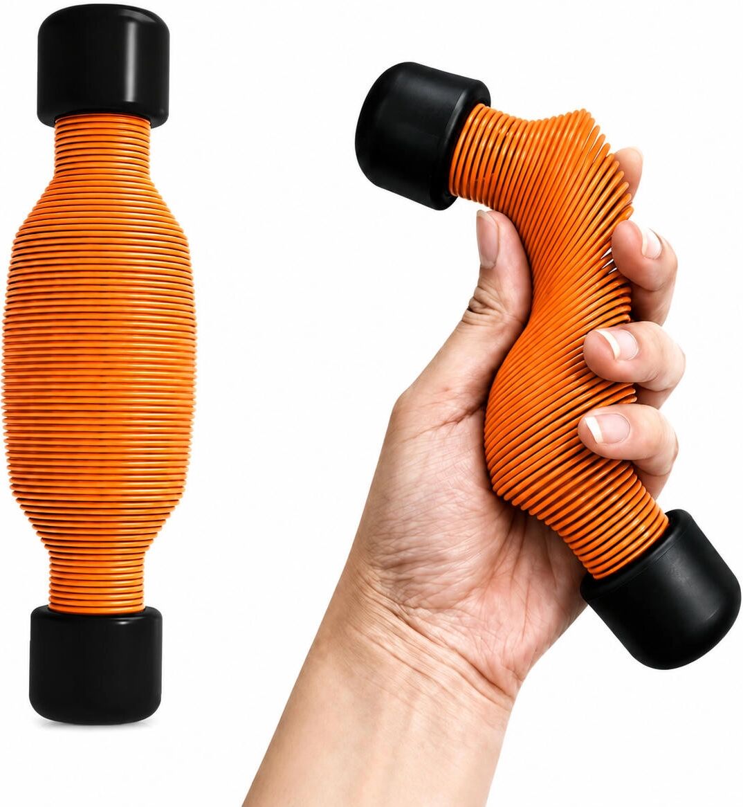 INF Tragbarer Handtrainer aus legiertem Stahl mit Feder für Hand- und Armkrafttraining Orange