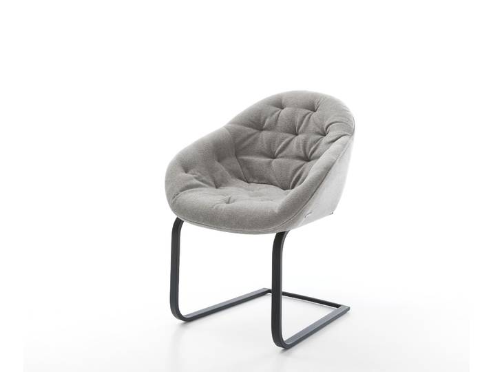 Freischwinger Gaio-Flex Strukturstoff Soft Grau Freischwinger flach Schwarz, Esszimmerstühle