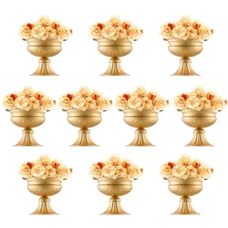 VEVOR 10 Stück 16 cm hohe Blumenvase für Hochzeiten, Metall-Hochzeits-Tafelaufsatz, goldener Blumenarrangement-Ständer für Tische bei Hochzeitsessen, Partys, Jubiläen, Zeremonien, Geburtstagsveranstaltungen