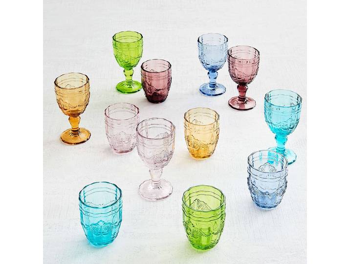 Weinglas VICTORIAN 6er-Set Ø 8cm Blau/Blau