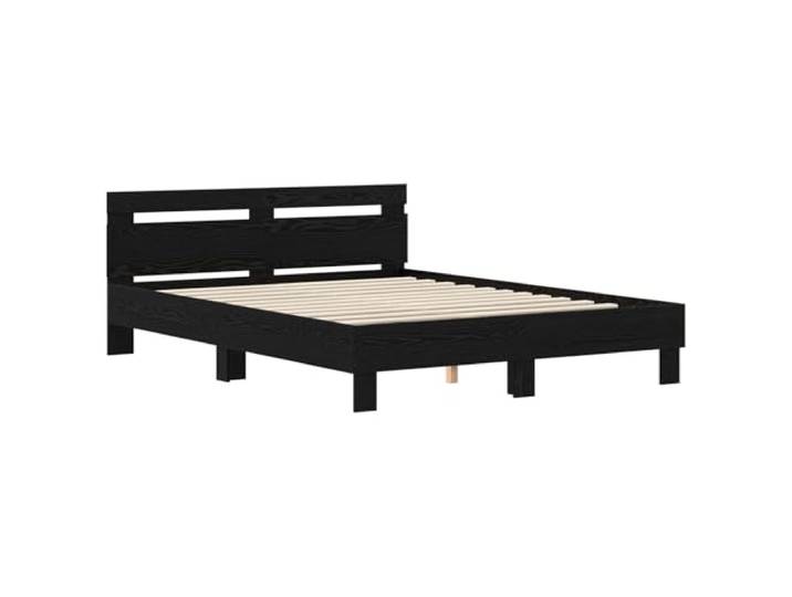 KTHLBRH Bettgestell Eiche Schwarz 140 x 200 cm Technisches Holz, modernes Design, Kopfteil inklusive, einfache Reinigung
